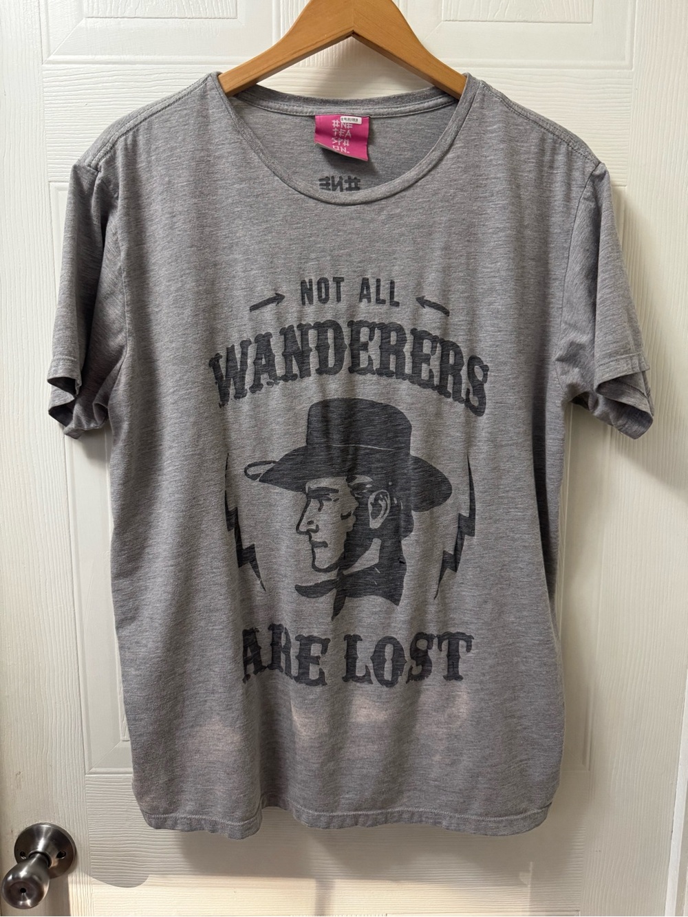 One Teaspoon Gray Graphic Tee with Western Portrait